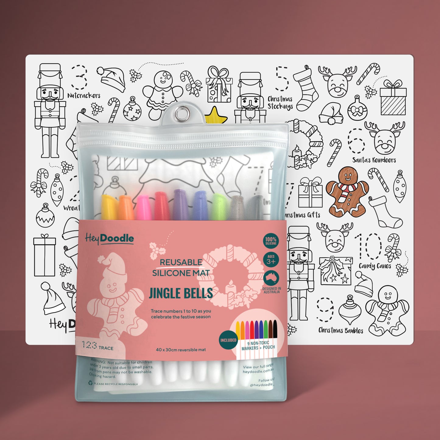 Jingle Bells - Silicone Colouring Mat | Hey Doodle