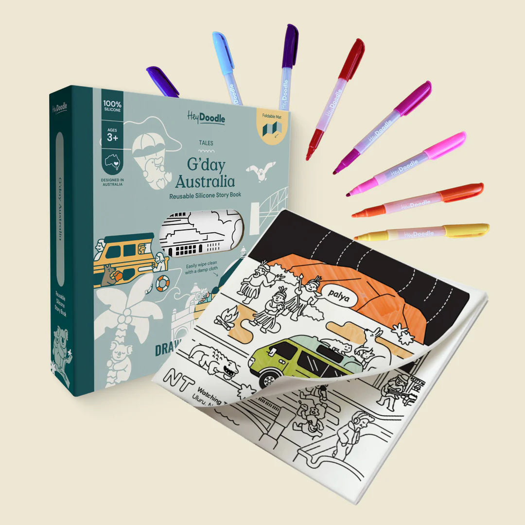 G'day Australia Tales - Reusable Colouring Book | Hey Doodle