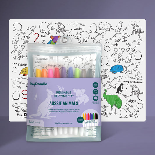 Aussie Animals - Silicone Colouring Mat | Hey Doodle