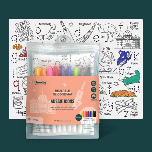 Aussie Icons - Silicone Colouring Mat | Hey Doodle