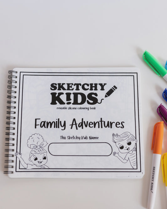 Family Adventures - Silicone Colouring Book | Sketchy Kids