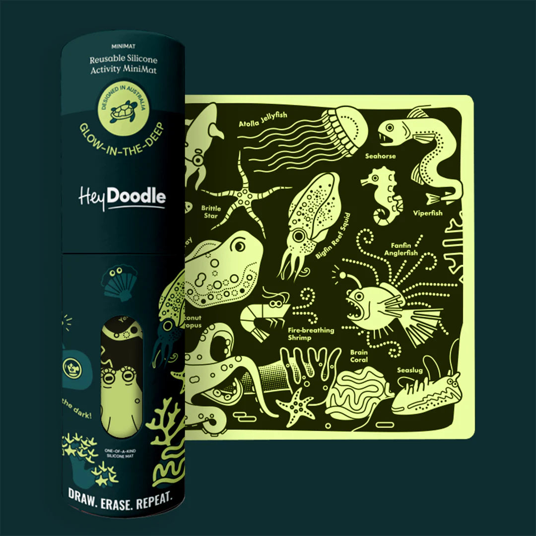 Glow-in-the-Deep Silicone Colouring MINI Mat | Hey Doodle