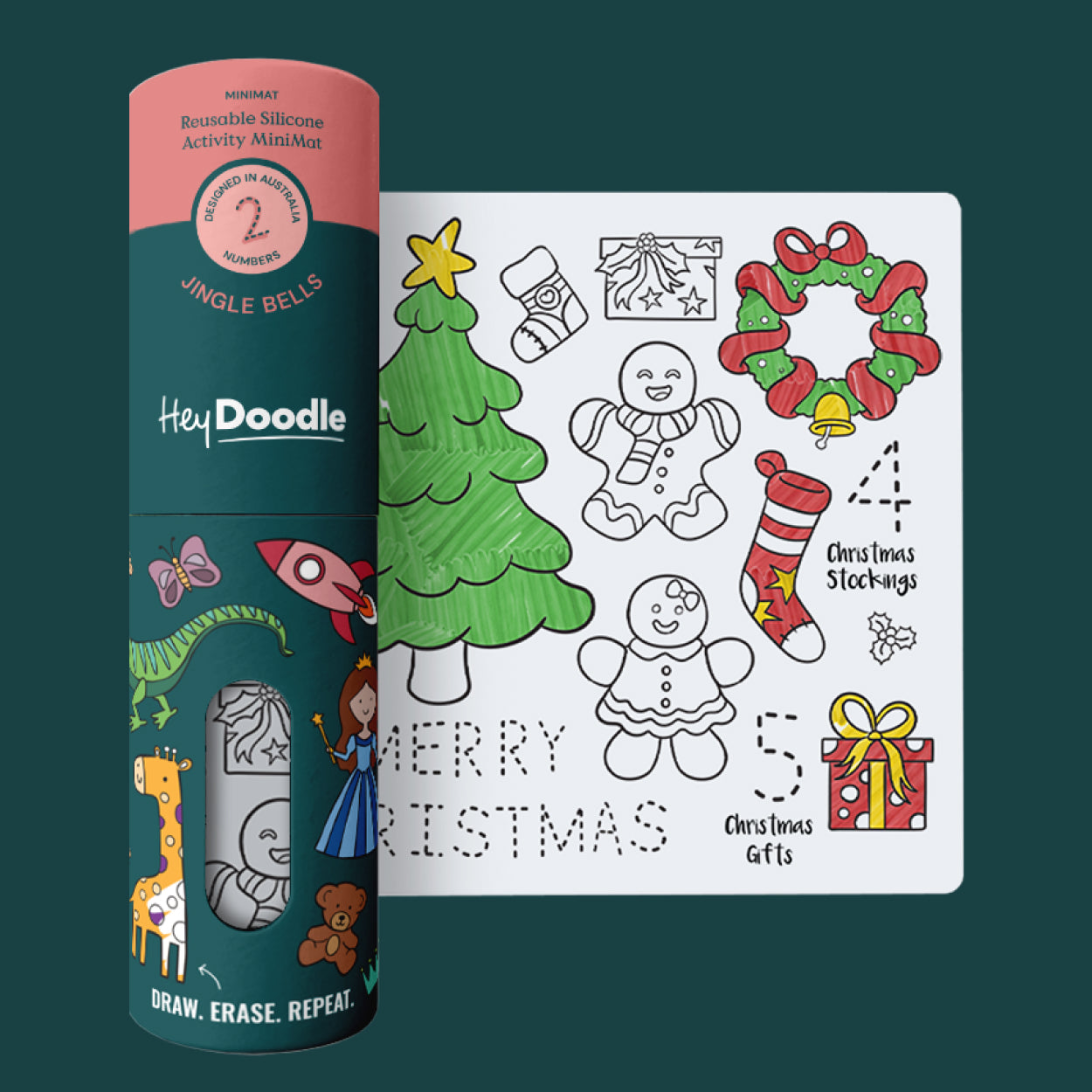 Jingle Bells - Silicone Colouring MINI Mat | Hey Doodle