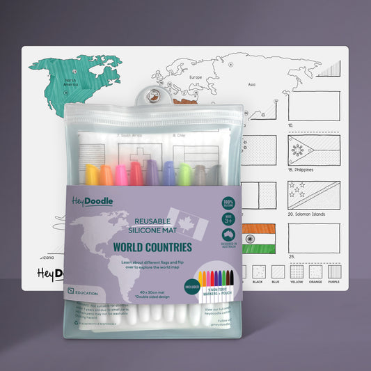 World Countries - Silicone Colouring Mat | Hey Doodle